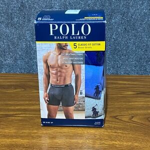 Polo Ralph Lauren Mens Boxer Briefs Classic Fit Cotton Wicking 5 Pack Size L